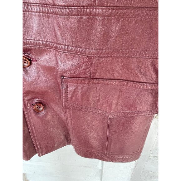Vintage 1970s Great Things  Canada Burgundy Leather Jacket Mens 42 - Picture 13 of 16
